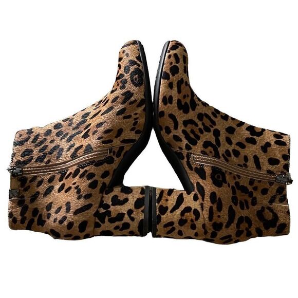 Earthies‎ by Earth Apollo Leather Calf Fur Leopard Ankle Boots. Size 7 NWOB - Picture 2 of 10